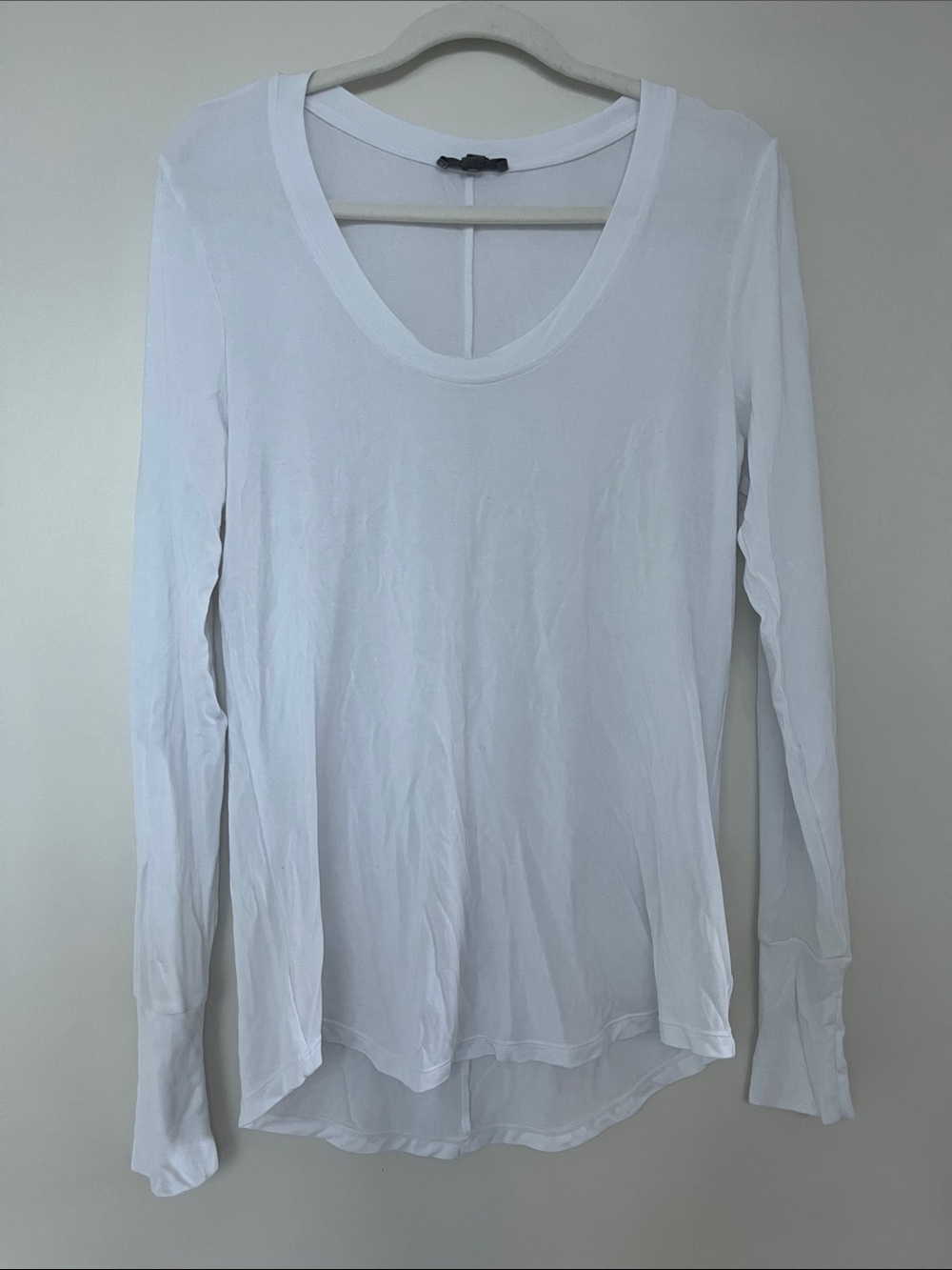 Aether White Long Sleeve Scoop Neck Top
